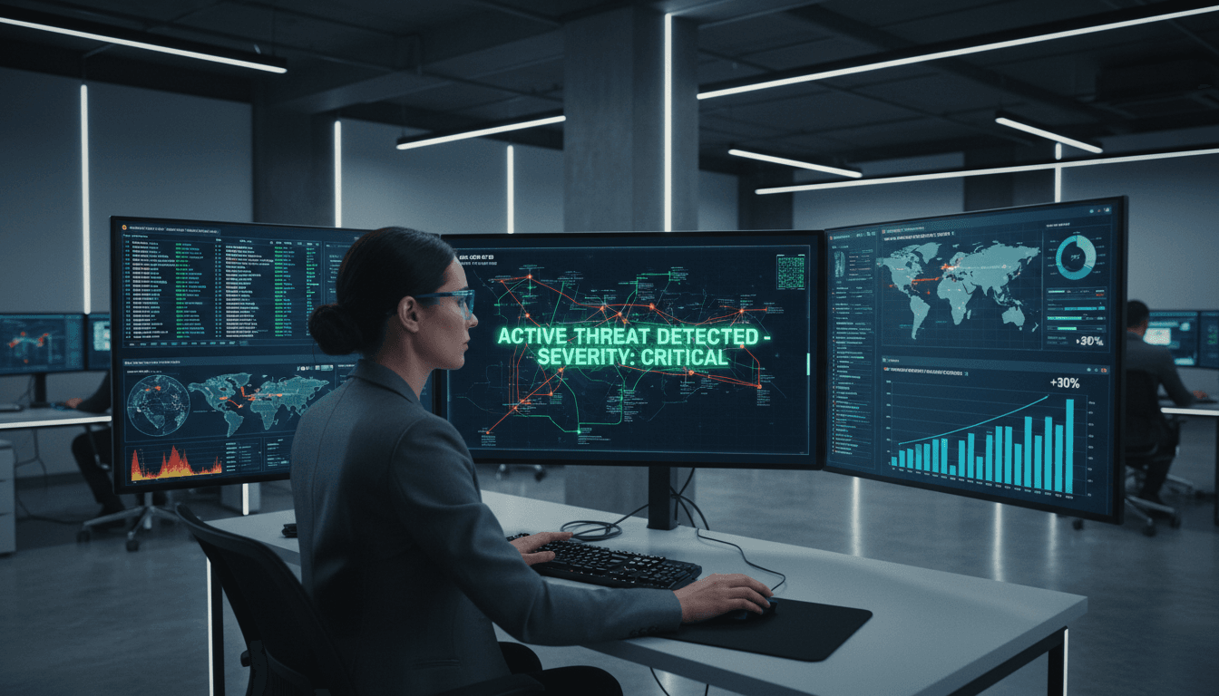 Cybersecurity analyst monitoring threat detection systems