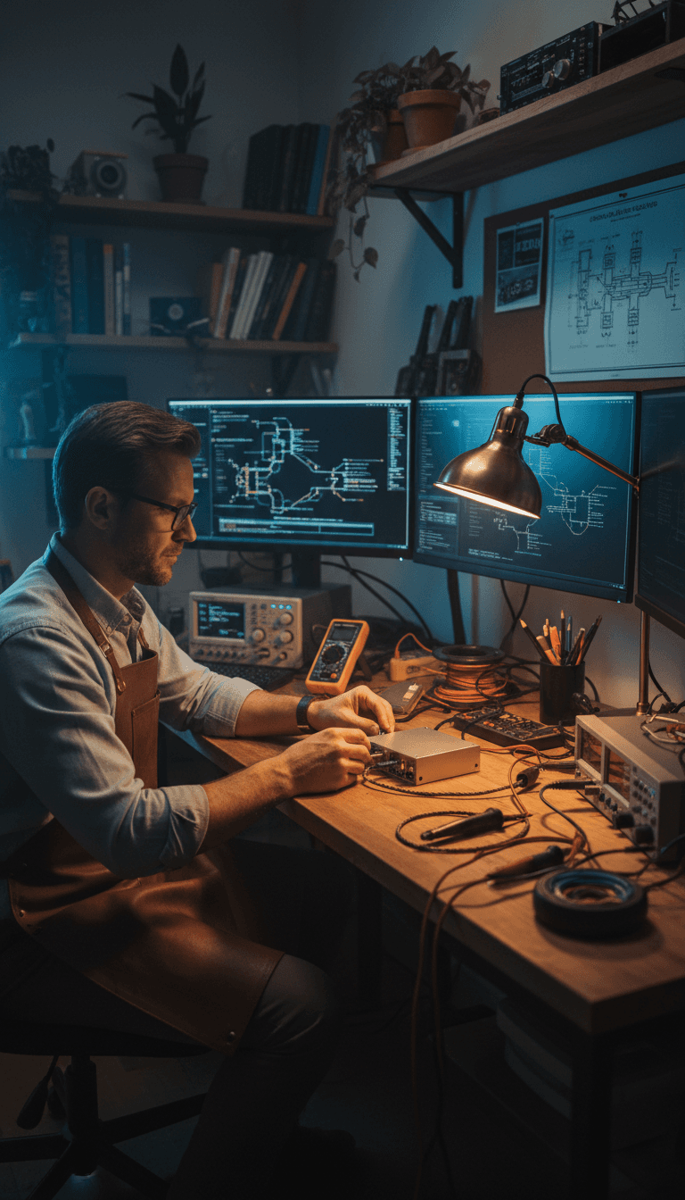 Hands working with network security hardware