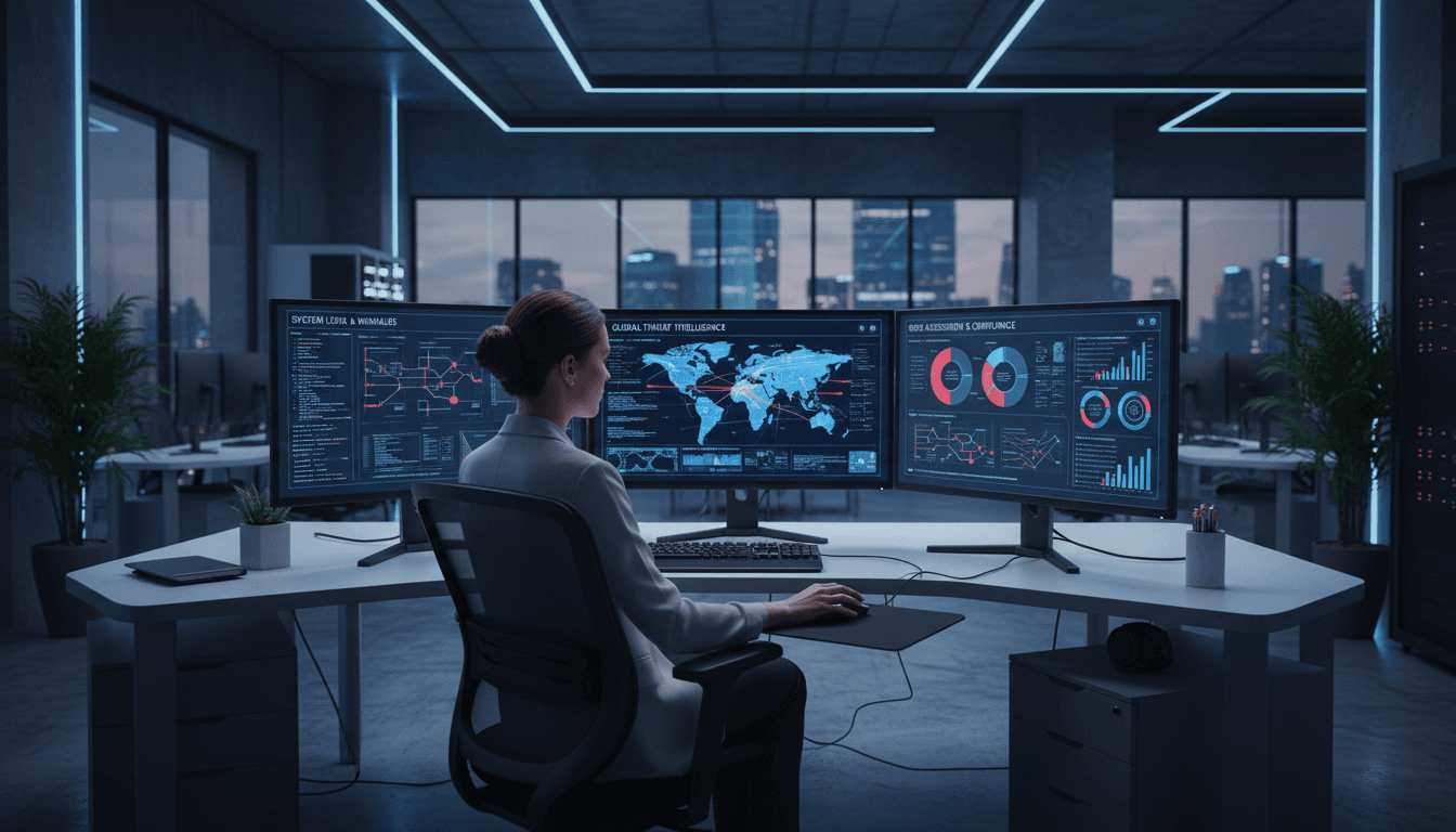 Security analyst monitoring cybersecurity systems