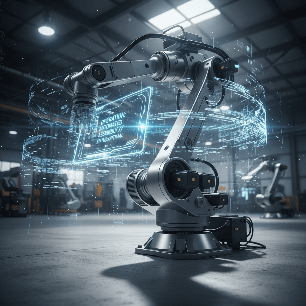 Industrial machinery with digital code overlays and data streams
