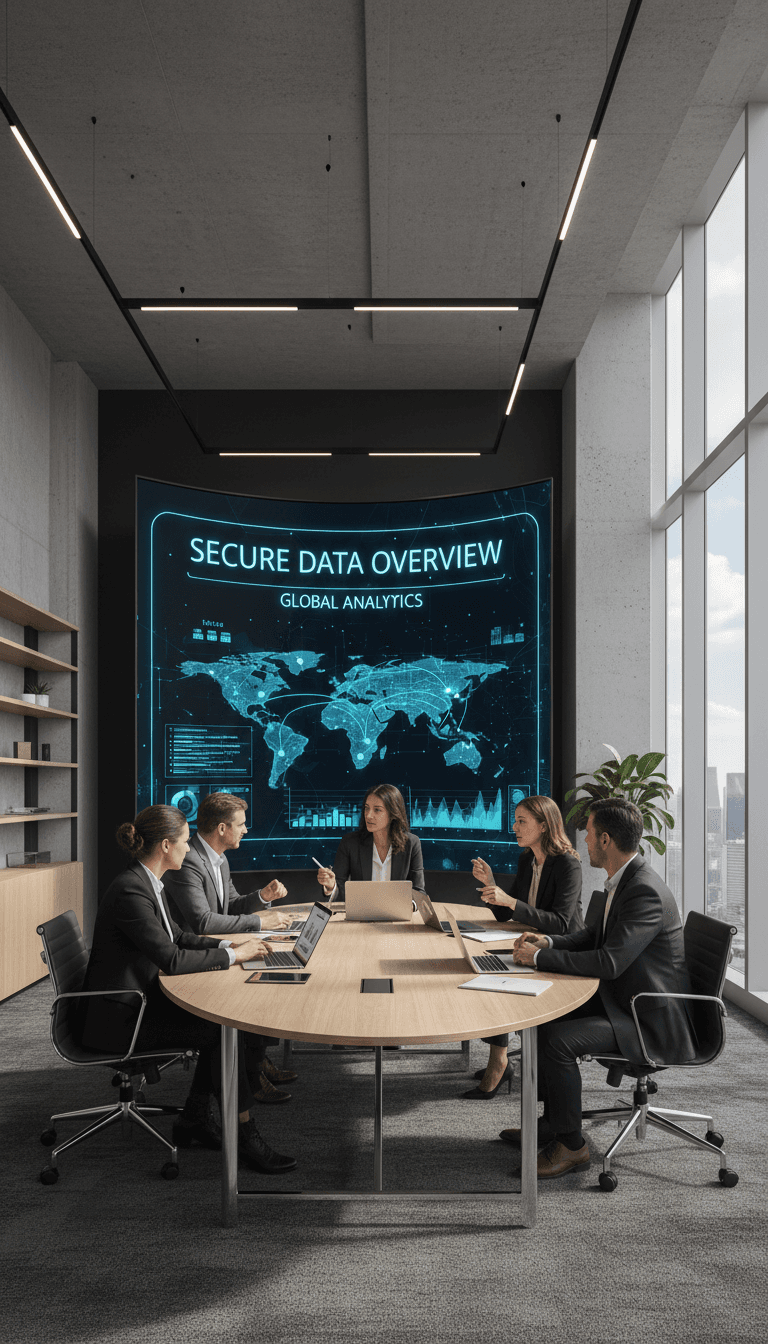 Professional team collaborating on secure business solutions